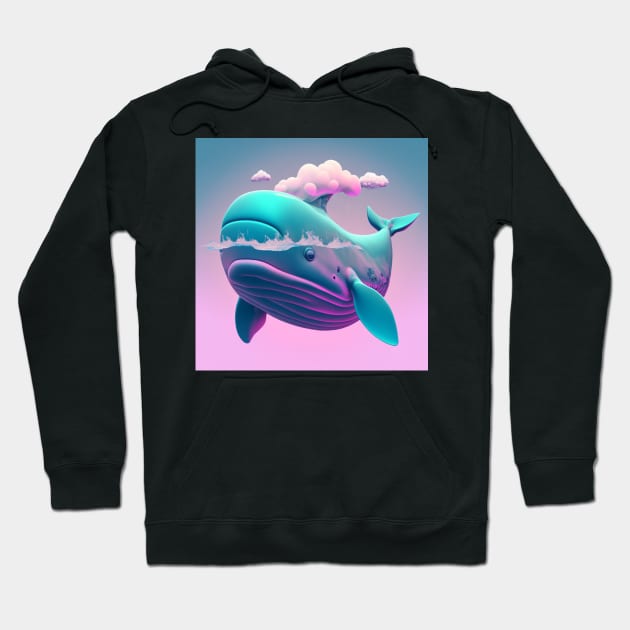 Vapor Wave Whale Hoodie by TheArtfulAllie